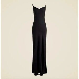 NWT J.Crew Collection Cowlback Slip Dress Satin Viscose Dress, Black US 8
